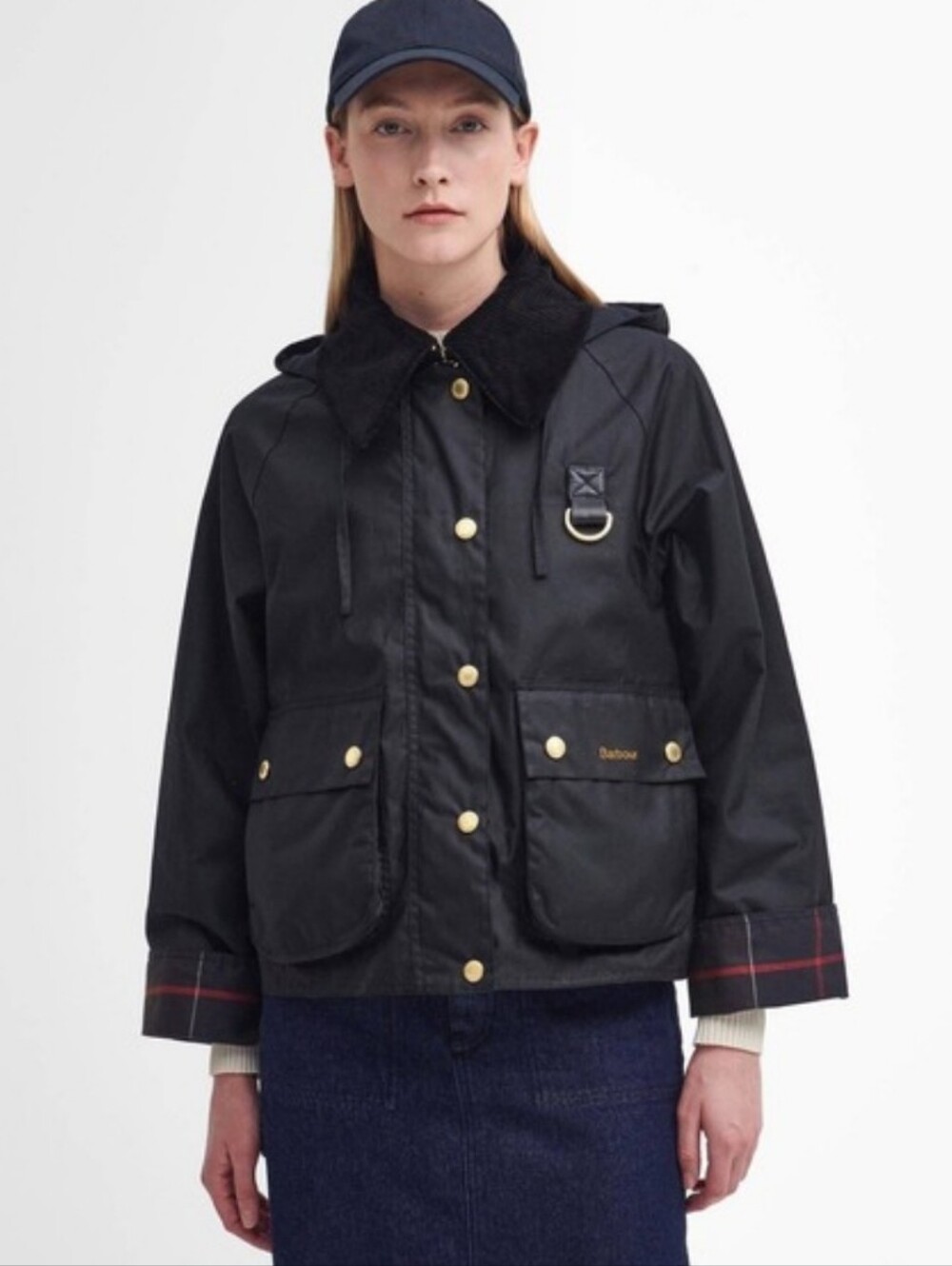 NWT Barbour Reighton Spey Waxed Black Jacket US 14
